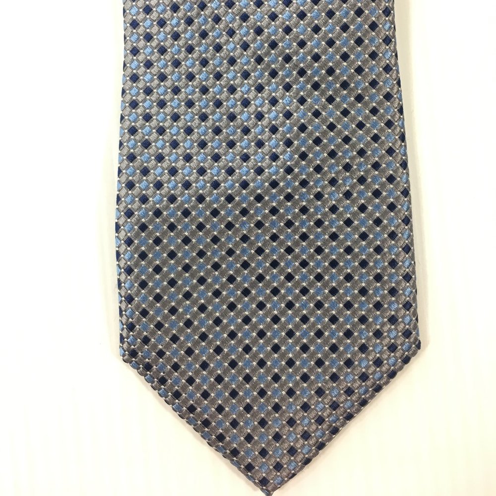 Tommy Hilfiger Mens Tie 3 in W x L 59 Silk Blue Silver Gray 2 toned Keeper